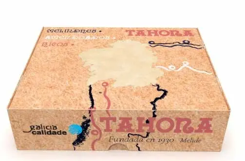 Cajas de Tahona con ilustraciones del mapa gallego